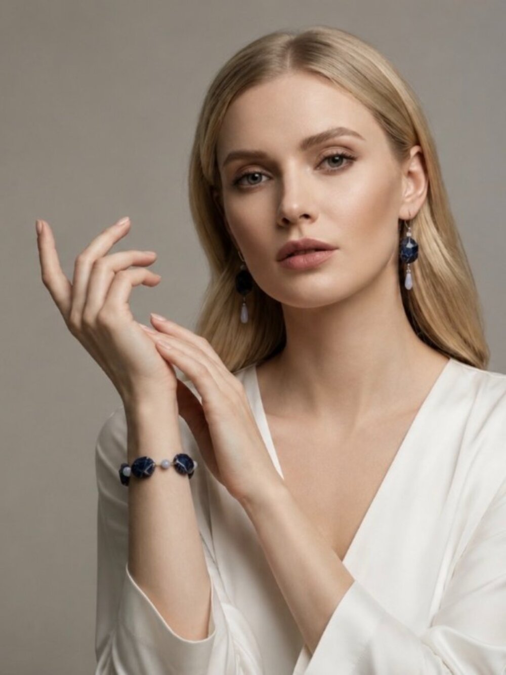 Afghan Lapis Lazuli & Blue Agate Silver Jewelry Set